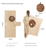 Khaki Cozy 4-in-1 Wearable Fleece Poncho Sleeping Bag - Multifunctional Camping Blanket with V888-ELOSUNG32562