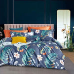 400TC Cotton Sateen Quilt Cover Set Mirade Garden King V442-ATX-QUILTCS-MIRADEGARDEN-NAVY-KI