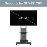 Heavy-Duty Rolling TV Cart Stand with Wheels for 32"65" TVs Height Adjustable Mobile Floor Mount V767-U-817-BK