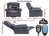 Artiss Electric Recliner Chair Power Lift Massage Heated Recliner Sofa RECLINER-A20-LIN-GY