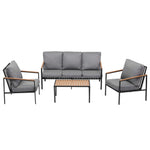 Gardeon 5 Seater Outdoor Sofa Set 4PCS Table Chair Garden Bench Patio Furniture ODF-SOFA-4PCS-PLW-BENCH-BK-AB