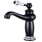 Antique Bronze Basin Faucet Porcelain Handle, Single Lever Deck-Mounted Mixer Tap, Vintage Style V1107-113-85547-BRO