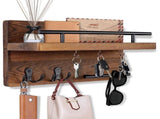 7-Hook Wall Mounted Wooden Key Holder with Storage Tray, 30 cm, for Hallway Corridor Bedroom & V1188-MS-325-0190