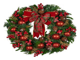 Christabelle Stunning 71cm Christmas Wreath Lush Red Baubles Berries Pine Cones and Bow Front D 112_GUE509