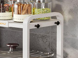 Tabletop Kitchen Storage Rack White Plastic Double Layers Telescopic Kitchen Shelf Organizer for V1294-YM0521-3118220328711