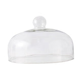Glass Cake Cover with Round Handle, White Transparent Display Dome for Home Use, Protects and V1369-AZ3-W-18729