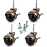 4 Pcs Bronze Ball Furniture Casters with Sockets and Brake, 1.5 inch V1188-MS-527-030