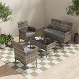 4 Seater Wicker Outdoor Lounge Set Mixed Grey V264-OTF-529S-LGR