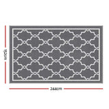 Gardeon Outdoor Rugs 152x244cm Large Carpet Reversible Area Mat PP Dual-Sided Patio Rug Maroc OR-5X8FT-MAROC-GY