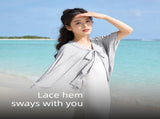 Light Grey M Size 2-in-1 Cooling Lace Sun Protection Cover Up Cape for Women - Lightweight UV Beach V888-ELOSUNG56656-1