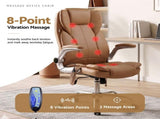 Artiss 8 Point Massage Office Chair PU Leather Brown MOC-1223-EP
