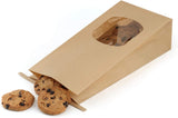 Bakery Bags with Window 100pcs 4.5x2.36x9.6 Inches Window Tin Tie Tab Lock Kraft Brown Paper Bags V1258-DP02-WO-144