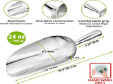 24oz 85oz Metal Scoops or Ice Machine - Large Aluminum Ice Scoop Bundle - Hand Wash Only V1259-DP01-F-508