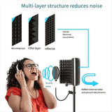 Microphone Isolation Screen Mic Sound Absorbing Screens Adjustable for Broadcasting Podcasts V1370-AZ4-07976