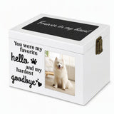 PLockable Wooden Pet Urn with Photo Frame for Dog Cat Ashes White Handcrafted Wood Cremation V1107-136-05155-BLK-1PACK