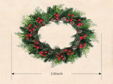 2 PCS 13 Inch Christmas Wreaths Sets for Doors Cabinets, Christmas Green Pine Wreath with Red V1258-DP02-C-2709