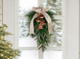62Cm Christmas Wreath Garland Hanging Ornament with Large Bow Holiday Wall Door Decor Festive V1369-AZ3-W-11199