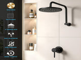Cefito 9'' Rain Overhead Swivel Shower Head with Wall Bathroom Mixer SHOWER-A3-RO-9-BK-MIXER-RO
