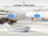 YES4PETS 2L Automatic Electric Pet Water Fountain Dog Cat Stainless Steel Feeder Bowl Dispenser V278-PWS-111-0015