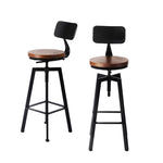 Levede 2x Bar Stool Kitchen Wooden Metal BR1001-BACKX2