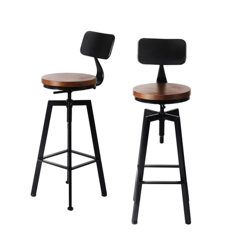 Levede 4x Bar Stool Kitchen Wooden Metal BR1001-BACKX4