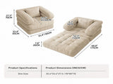 Foldable Multi-Functional Lounger Sofa with Corduroy Cover and High-Density Foam for Living Room V1341-ZY-M9LXUFGX-BEIGE