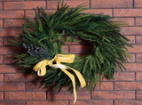 Artificial Norfolk Pine Wreath 60cm Faux Xmas Green Pine Hanging Wreath with Blueberry Bow for Front V1294-YM0901-240830FB05-3