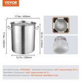 Stainless Steel Stockpot, 42 Quart Large Cooking Pots, Multipurpose Cookware Sauce Pot with Lid & V952-TGFHDB30442QTKOM5V0