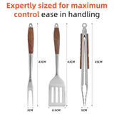 Heavy-Duty Rose Wooden BBQ Grilling Tools Set. Extra Thick Stainless Steel Multi-Function Spatula, V1192-AZ-W-11006
