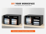 Wood Literature Organizer Adjustable File Sorter 12 Compartments Black V952-MZWJZLFPJBH12855MV0