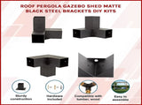 Roof Pergola Gazebo Shed Matte Black Steel Brackets DIY Kits V63-847751