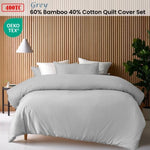 Accessorize Grey 400TC Grey Bamboo Cotton Double Stitched Quilt Cover Set Double V442-HIN-QUILTCS-BAMBOOCOTTON-GREY-DS