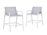 Gardeon 2PC Outdoor Bar Stools Dining Chairs Patio Furniture Garden Steel Textilene White ODF-BA-TEX-WH-2X