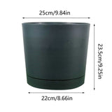 9 Inch Pots, Modern Cylinder Planters with Drainage Holes & Saucers x80x93 Indoor & Outdoor V1366-AZ2-W-16408