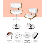 Artiss Bar Stools X3 Kitchen Counter Chair Gas Lift Swivel PU Cherry White BA-TW-8045-WHX3