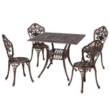 Gardeon Outdoor Dining Set 5 Piece Chairs Table Cast Aluminum Patio Brown FF-DINING-CALU-BR-AB