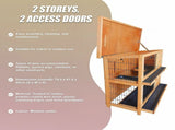 Large Rabbit Hutch with Base 2 Storey Guinea Pig Cage Chicken Coop Timber Pet House V63-840521