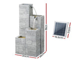 Gardeon Solar Fountain Water Feature Outdoor Indoor 4-Tier Square Cascading Beige FOUNT-SQUARE-4LVL-BG