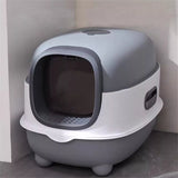 Large Capacity Enclosed Cat Litter Box with Hood and Scoop, Leak-Proof Design V767-P-ZM1674