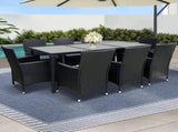 Gardeon Outdoor Dining Set 9 Piece Wicker Lounge Setting Black FF-DINING-9CLS-BK-ABCD