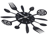 Black Kitchen Wall Clock Removable Modern Cutlery Kitchen Spoon Fork Wall Clock Home Decoration V1294-YM0523-3115210218311