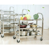 SOGA 2X 3 Tier 95x50x95cm Stainless Steel Kitchen Dinning Food Cart Trolley Utility Size Large FOODCART1001X2