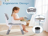 Keezi Kids Table and 4 Chairs Set Height Adjustable Toddler Desk and Chair Set for Ages 3-8, KTC-A-GRA-GY
