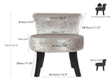 Grey Round Vanity Stool with Padded Seat and Backrest V767-XJJ379-SR-V1