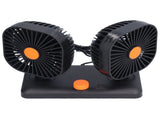 Car Air Cooling Fan Dual Head USB Universal Cooling Device 360 Degree Adjustable Square Low Noise V1294-YM0714-3113210204611