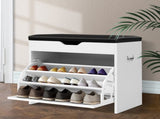 Artiss Shoe Rack Cabinet Bench 3-tier 15 Pairs White CABINET-8836-WH
