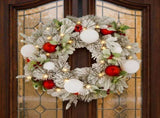 Christabelle 61cm Snowy Elegance Christmas Wreath Pre Lit Warm White LED Red Baubles Berries Fr 112_SENSE61