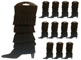 12x LEG WARMERS Knitted Womens Costume Neon Dance Party Knit 80s BULK - Black V563-BR-12LEGWARMRS-BLK
