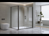 Adjustable 1300x920mm Single Door Corner Sliding Glass Shower Screen in Black V63-846291