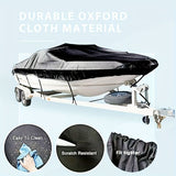 Trailerable Boat Cover 600DHeavy Duty Waterproof Tarp with Storage Bag, Designed for V-Hull, Fish V1197-17-19FTSILVER